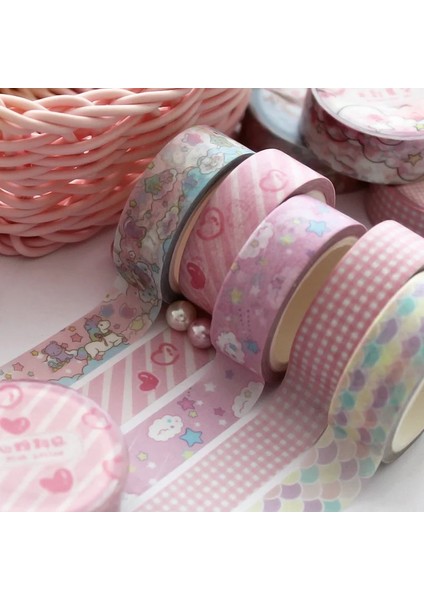 Suluboya Yıldızlı Stil Yaratıcı Güzel Kızın Kalbi Washi Bant Kawak Unicorn Gökyüzü Yapışkan Bant Dıy Scrapbooking Sticker Etiket Maskeleme Bandı (Yurt Dışından) modelleri