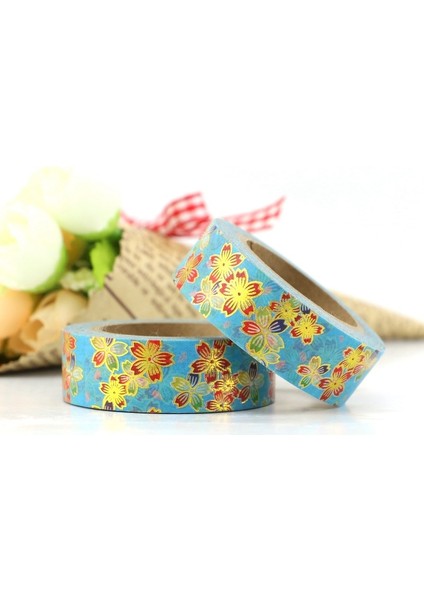No.3 Tarzı 10M Çiçek Bakır Kalp Altın Folyo Washi Bant Kağıt Scrapbooking Maskeleme Bandı Yapışkan Bant Sticker Dekoratif Kırtasiye Bantları (Yurt Dışından)