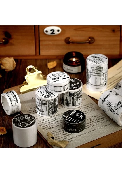 J 4CMX3M Stili Dimi Retro Pul Koleksiyonu Maskeleme Washi Bant Siyah Beyaz Dekoratif Yapışkan Bant Diy Scrapbooking Sticker Etiket (Yurt Dışından) modelleri