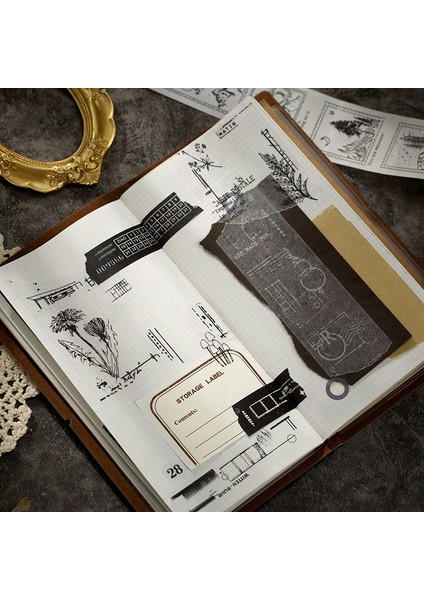 J 4CMX3M Stili Dimi Retro Pul Koleksiyonu Maskeleme Washi Bant Siyah Beyaz Dekoratif Yapışkan Bant Diy Scrapbooking Sticker Etiket (Yurt Dışından) indirimleri