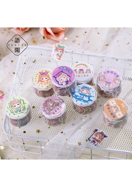 D Stili Rulo Kawaii Washi Maskeleme Bandı Sticker Sevimli Kız Yapışkanlı Etiket Karalama Defteri Günlük Tutma Sanat Projesi Mektup Kartı (Yurt Dışından) modelleri