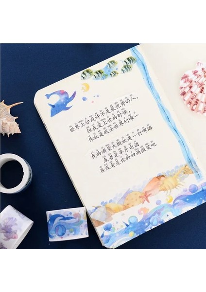 H Tarzı x Balina ve Deniz Kabuğu Washi Bant Dıy Hediye Paketleme Için Scrapbooking ve Craftsticky Yapışkanlı Kağıt Maskeleme Bandı (Yurt Dışından) modelleri