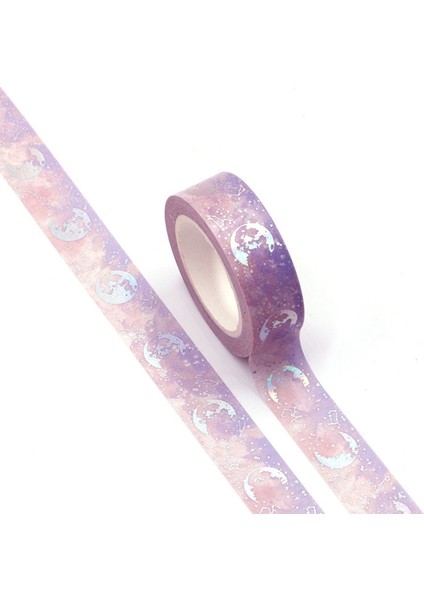 G218 Stili mm * 10M Altın Folyo Ay Ay Tutulması Tasarımları Washi Bant Geniş Yapışkan Yapışkan Bant Scrapbooking Albümü Dıy Dekoratif Bant (Yurt Dışından)