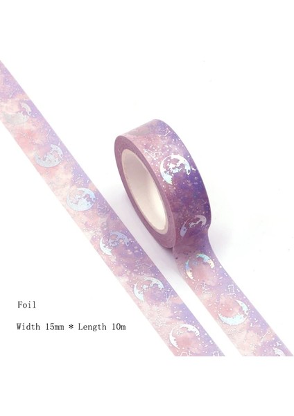 G218 Stili mm * 10M Altın Folyo Ay Ay Tutulması Tasarımları Washi Bant Geniş Yapışkan Yapışkan Bant Scrapbooking Albümü Dıy Dekoratif Bant (Yurt Dışından)