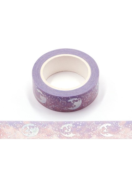 G218 Stili mm * 10M Altın Folyo Ay Ay Tutulması Tasarımları Washi Bant Geniş Yapışkan Yapışkan Bant Scrapbooking Albümü Dıy Dekoratif Bant (Yurt Dışından)
