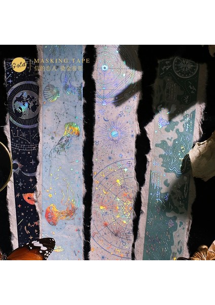 D Stili Vintage Harita Altın Folyo Washi Bant Kendin Yap El Sanatları ve Hediye Paketleme Dergileri Için Dekoratif Maskeleme Yapışkan Bant (Yurt Dışından)