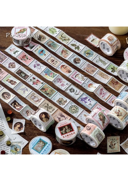 No.4 Tarzı Vintage Damga Serisi Avrupa Çiçek Bitki Dekoratif Yapışkan Bant Maskeleme Washi Bant Dıy Scrapbooking Sticker Etiket Kırtasiye (Yurt Dışından)