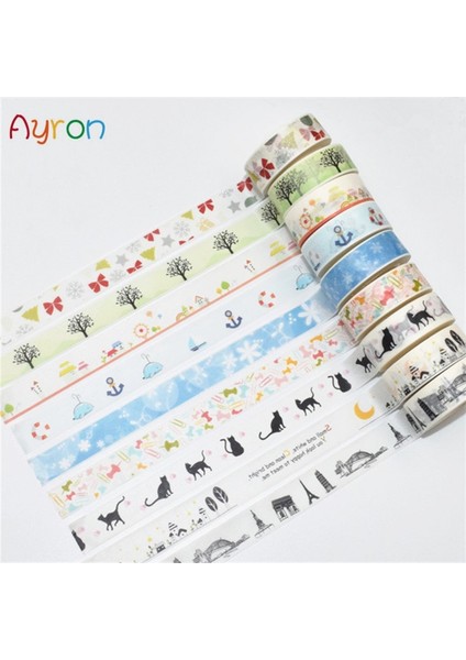 No.6 Tarzı 1 Adet Diy Şeker Sıcak Çiçek Bant Dekorasyon Rulo Diy Washi Dekoratif Yapışkan Kağıt Maskeleme Bandı Kendinden Yapışkanlı Bant Karalama Defteri Bandı (Yurt Dışından) modelleri
