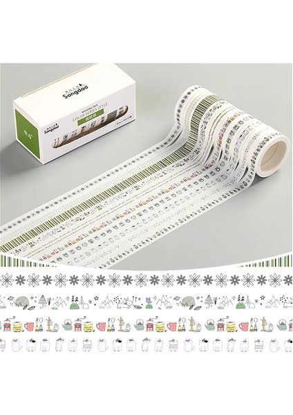 E Stili Çok Renkli Mini Washi Bant Scrapbooking Dekoratif Yapışkan Bantlar Kağıt Japon Kırtasiye Sticker (Yurt Dışından)
