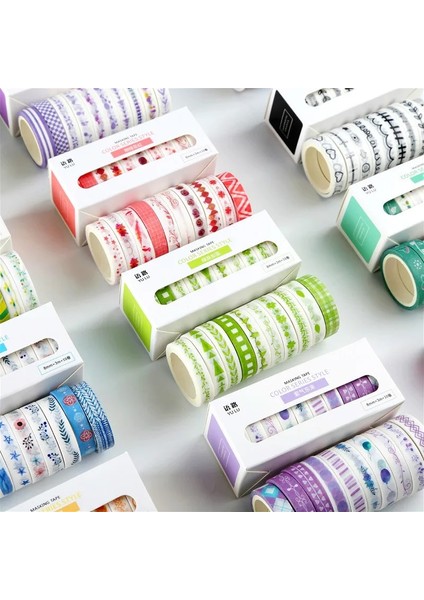 E Stili Çok Renkli Mini Washi Bant Scrapbooking Dekoratif Yapışkan Bantlar Kağıt Japon Kırtasiye Sticker (Yurt Dışından) modelleri
