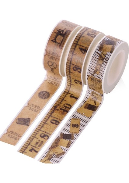 No.2 Tarzı Vintage Cetvel Washi Bant Bilet Maskeleme Bandı Etiketler Scrapbooking (Yurt Dışından)