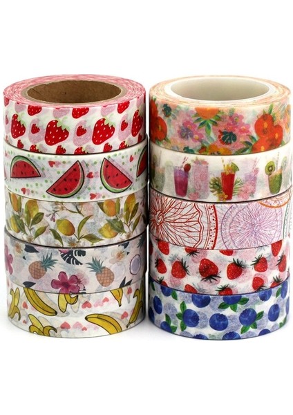 No.50 Stili 1.5c Çilek Karpuz Muz Limon Kiraz Dekor Meyve Washi Bant Dıy Scrapbooking Maskeleme Bantları Okul Ofis Malzemeleri (Yurt Dışından) fiyatları
