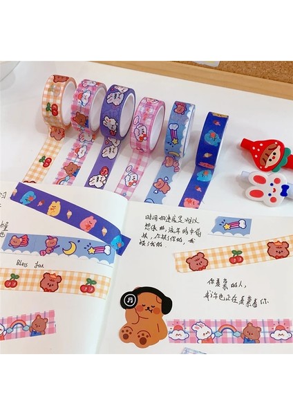 No.2 Tarzı Serin Karikatür Washi Bant Kağıt Dıy Dekoratif Yapışkanlı Kırtasiye Maskeleme Bantları Ofis Malzemeleri Washi Bantlar (Yurt Dışından) fırsatları