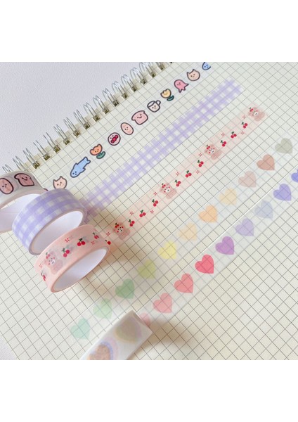No.2 Tarzı 1 Adet Kawaii Retro Kalp Şekli Washi Bant Sevimli Yırtılabilir Kiraz Etiket Dıy El Hesabı Defter Karalama Defteri Dekorasyon Kırtasiye (Yurt Dışından) fiyatları