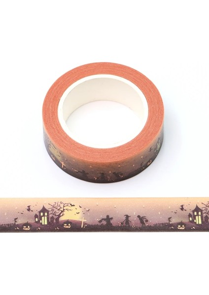 No.12 Tarzı 2021 Cadılar Bayramı Dekoratif Yapışkan Bant Kabak Kafatası Folyo Maskeleme Washi Bant Diy Scrapbooking Sticker Etiket Japon Kırtasiye (Yurt Dışından)