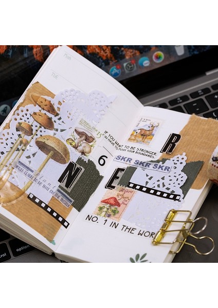 E Stili Fantastik Orman Serisi Vintage Damga Washi Bant Diy Günlüğü Etiket Dekoratif Karalama Defteri Not Defteri Kırtasiye Sticker Maskeleme Bandı (Yurt Dışından) modelleri