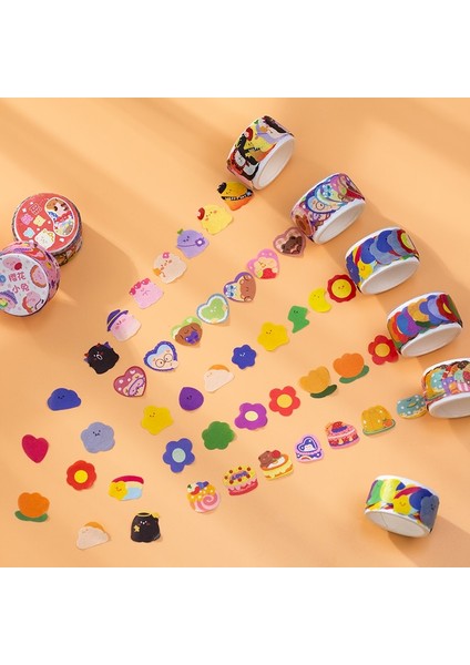 2-E Stili Rulo Çiçekler Petal Kalp Washi Bant Çıkartmalar Maskeleme Bandı El Sanatları Dıy Karalama Defteri Için Dekoratif Çıkartmaları (Yurt Dışından) indirimleri