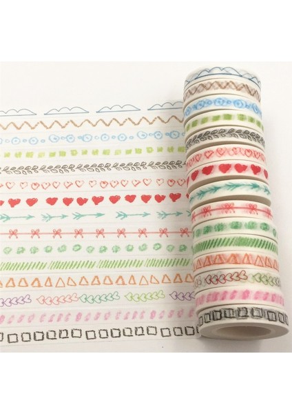 No.9 Tarzı Temel Gökkuşağı Kağıt Yapışkan Bant Günlüğü Kawaii Scrapbooking Dıy Craft Yapışkan Deco Japonya Maskeleme Washi Bant 10M x 8mm (Yurt Dışından)