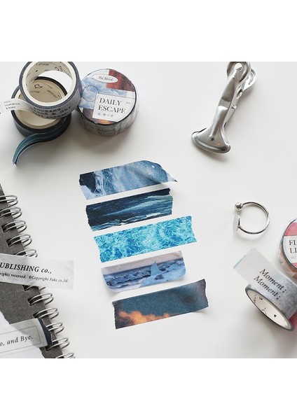 D Stili 15 mm * 3 M Japon Kağıt Maskeleme Bandı Gökyüzü Deniz Bulutları Mermi Günlük Tutma Aksesuarları Yırtılabilir El Hesabı Deco Çıkartmalar Estetik (Yurt Dışından)