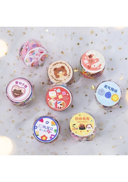 2-H Tarzı Rulo Çiçekler Petal Kalp Washi Bant Çıkartmalar Maskeleme Bandı El Sanatları Dıy Karalama Defteri Için Dekoratif Çıkartmaları (Yurt Dışından) modelleri