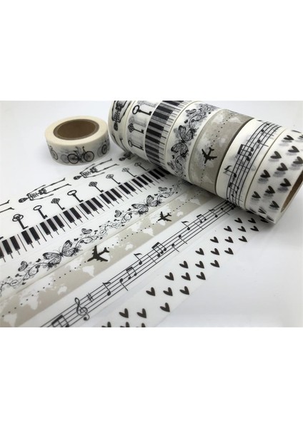 NO.1391 Tarzı S Beden Yapışkan Bant Siyah Aşk Scrapbooking Washi Bant Dıy Craft Yapışkan Dekoratif Maskeleme Bandı, Japon Kağıt Jiataihe Washi Bant (Yurt Dışından)