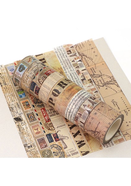 D Stili Vintage Mektup Damga Haritası Maskeleme Washi Bant Retro Eski Kağıt Dekoratif Yapışkan Bant Diy Scrapbooking Sticker Etiket Kırtasiye (Yurt Dışından) fiyatları