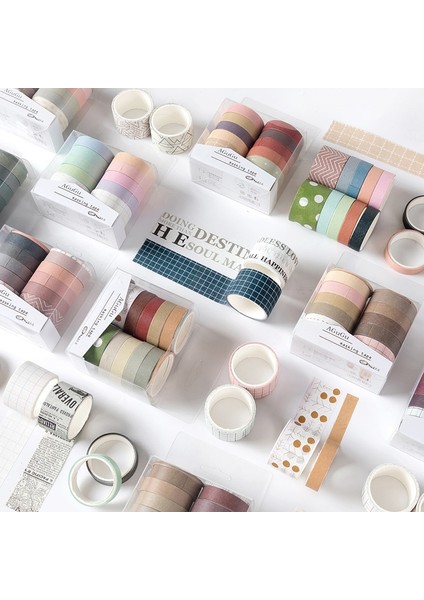 Noel Tarzı 10 Rulo Retro Saf Renk Maskeleme Bandı Etiket Orman Rengi Kolaj Önemsiz Dergi Malzemesi Deco Washi Bant Seti Dıy Scrapbooking (Yurt Dışından)