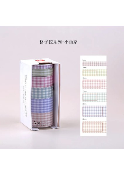 J Tarzı 6 Rollsbox Washi Bant Seti Basit Klasik Izgara Maskeleme Bandı Bullet Günlüğü Dergisi Scrapbooking Kırtasiye Bandı Okul Malzemeleri (Yurt Dışından) fiyatları