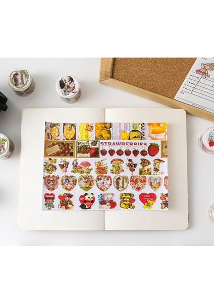 Nuannuanxiong Tarzı Lot Washi Maskeleme Bantları Hayvan Çilekli Kek Dekoratif Yapışkanlı Scrapbooking Kendi Başına Yap Kağıdı Japon Çıkartmaları 5 M (Yurt Dışından) fırsatları