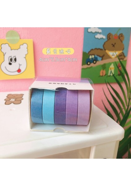 L Tarzı 5rollsbox Düz Renk Washi Bant Düzenleyici Dekoratif Maskeleme Bandı Seti Sevimli Scrapbooking Yapışkan Bant Okul Kırtasiye (Yurt Dışından)