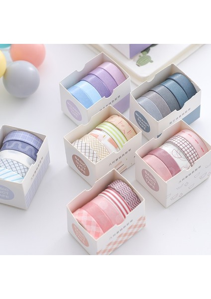 L Tarzı 5rollsbox Düz Renk Washi Bant Düzenleyici Dekoratif Maskeleme Bandı Seti Sevimli Scrapbooking Yapışkan Bant Okul Kırtasiye (Yurt Dışından) fiyatları