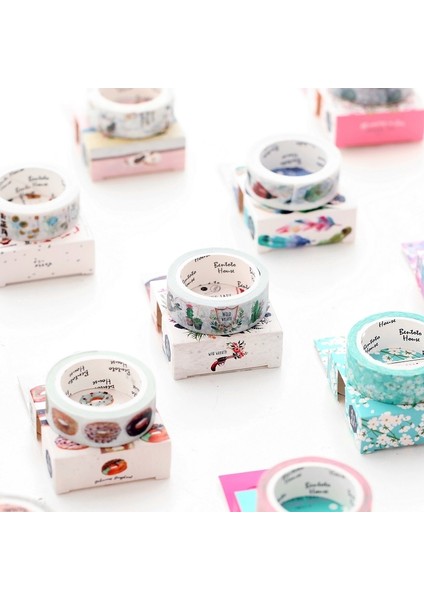 R Stili 15MM x 7m Sevimli Lotkawaii Çiçek Gıda Hayvanlar Dekoratif Washi Bant Dıy Scrapbooking Maskeleme Bandı Okul Ofis Tedarik (Yurt Dışından) indirimleri