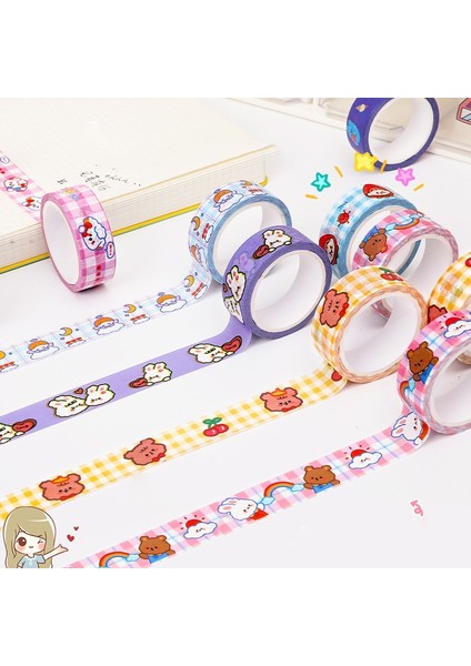 No.2 Tarzı 1.5cm x 5m Sevimli Ayı Tavşan Kawaii Washi Bant Seti Japon Kağıt Maskeleme Bandı Bantlar Çıkartmalar Dekor Kırtasiye Bant Scrapbooking (Yurt Dışından) fiyatları