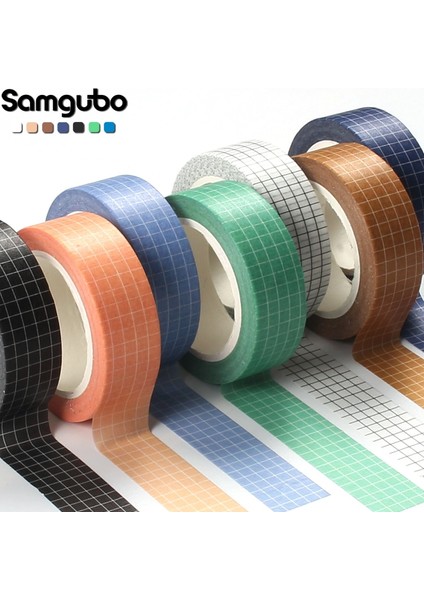 No.6 Tarzı 10M Saf Renk Izgara Washi Bant Seti Maskeleme Bandı Günlük Tutma Malzemeleri Washy Bant Organizatör Washitape Kırtasiye Sticker Karalama Defteri (Yurt Dışından) fiyatları