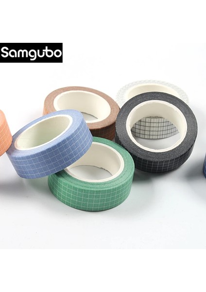No.6 Tarzı 10M Saf Renk Izgara Washi Bant Seti Maskeleme Bandı Günlük Tutma Malzemeleri Washy Bant Organizatör Washitape Kırtasiye Sticker Karalama Defteri (Yurt Dışından) fırsatları