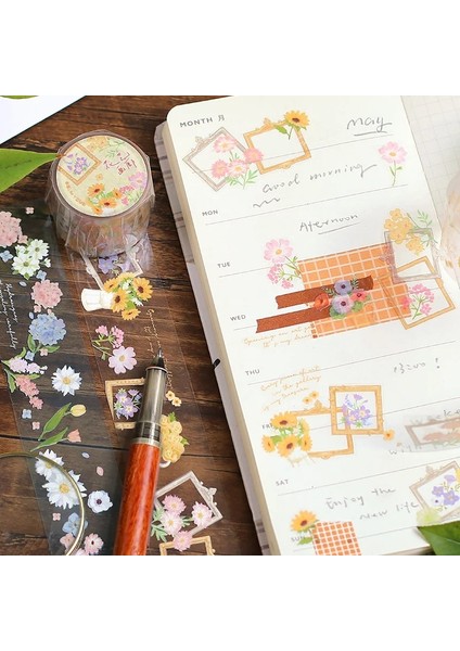 B Tarzı Kawaii Pet Kedi Maskeleme Washi Bant Çiçek Papatya Kuş Dekoratif Yapışkan Bant Decora Diy Scrapbooking Sticker Etiket (Yurt Dışından) indirimleri