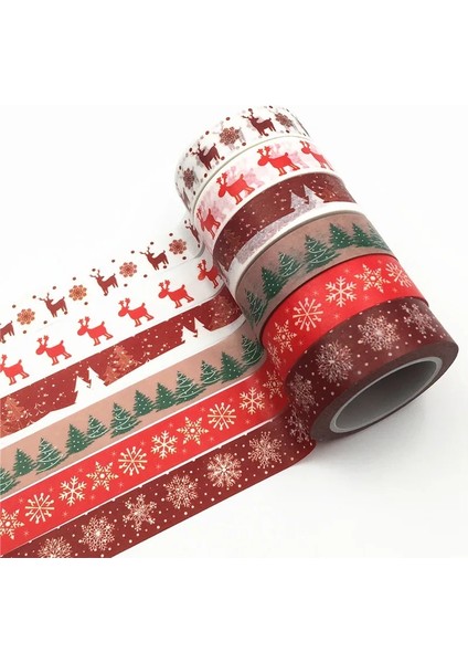O Tarzı Ristmas Washi Bantlar Kar Tanesi Ren Geyiği Çizgili Kawaii Maskeleme Bantları Çıkartmalar Kırtasiye Scrapbooking Okul Malzemeleri (Yurt Dışından)