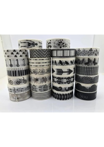 NO.1378 Tarzı S Beden Yapışkan Bant Siyah Aşk Scrapbooking Washi Bant Dıy Craft Yapışkan Dekoratif Maskeleme Bandı, Japon Kağıt Jiataihe Washi Bant (Yurt Dışından) modelleri