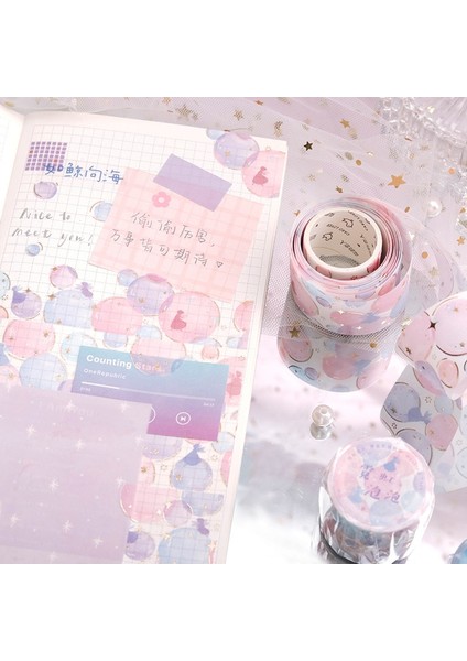 E Stili Mengtai Galaxy Gece Şarkı Maskeleme Washi Bant Dekoratif Yaldız Kabarcık Yapışkan Bant Decora Diy Scrapbooking Sticker Etiket (Yurt Dışından)