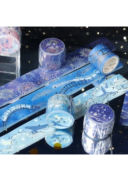 E Stili Mengtai Galaxy Gece Şarkı Maskeleme Washi Bant Dekoratif Yaldız Kabarcık Yapışkan Bant Decora Diy Scrapbooking Sticker Etiket (Yurt Dışından) modelleri