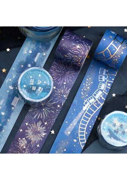 E Stili Mengtai Galaxy Gece Şarkı Maskeleme Washi Bant Dekoratif Yaldız Kabarcık Yapışkan Bant Decora Diy Scrapbooking Sticker Etiket (Yurt Dışından) fırsatları