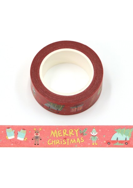 Y Tarzı Mengtai Merry Christmas Maskeleme Washi Bant Dekoratif Penguen Yaldız Folyo Yapışkan Bant Decora Diy Scrapbooking Sticker Etiket (Yurt Dışından)