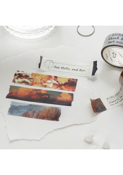 Bir Stil 15 mm * 3 M Japon Kağıt Maskeleme Bandı Gökyüzü Deniz Bulutları Mermi Günlük Tutma Aksesuarları Yırtılabilir El Hesabı Deco Çıkartmalar Estetik (Yurt Dışından) indirimleri