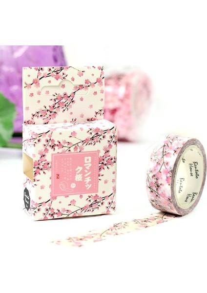 Jinqiushijie Stili Dıy Japon Kağıt Dekoratif Yapışkan Bant Karikatür Romantik Kiraz Washi Bantmaskeleme Bandı Çıkartmalar Boyutu 15MM * 7m (Yurt Dışından) fiyatları