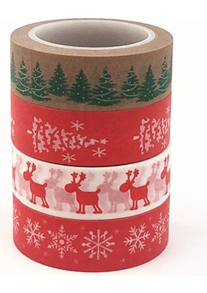 J Tarzı Ristmas Washi Bantlar Kar Tanesi Ren Geyiği Çizgili Kawaii Maskeleme Bantları Çıkartmalar Kırtasiye Scrapbooking Okul Malzemeleri (Yurt Dışından) indirimleri