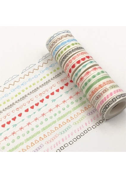 No.2 Tarzı Temel Gökkuşağı Kağıt Yapışkan Bant Günlüğü Kawaii Scrapbooking Dıy Craft Yapışkan Deco Japonya Maskeleme Washi Bant 10M x 8mm (Yurt Dışından)