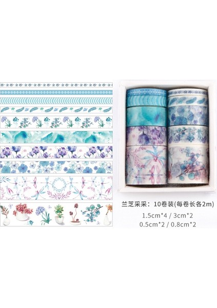 No.5 Tarzı Deniz ve Orman Serisi Washi Bant Seti Japon Kağıt Etiketler Scrapbooking Çiçek Yapıştırıcı Washitape Kırtasiye (Yurt Dışından)