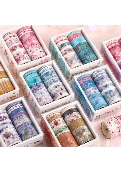 No.5 Tarzı Deniz ve Orman Serisi Washi Bant Seti Japon Kağıt Etiketler Scrapbooking Çiçek Yapıştırıcı Washitape Kırtasiye (Yurt Dışından)