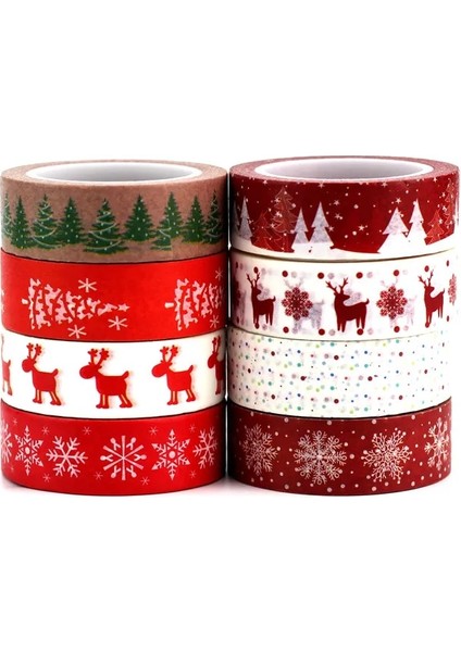 B Tarzı 8 Tasarımlar Sevimli Kar Geyiği Noel Ağacı Dekoratif Washi Bant Seti Dıy Scrapbooking Maskeleme Bandı Okul Ofis Tedarik (Yurt Dışından) fiyatları