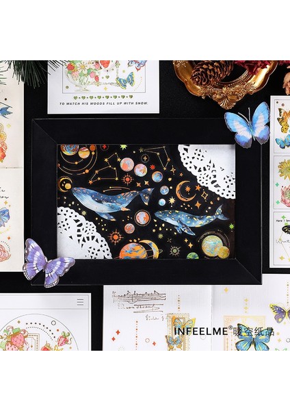 Bir Stil Altın Folyo Mavi Balina Kelebek Washi Maskeleme Bandı Etiketler Çiçek Hayvan Scrapbooking Kırtasiye Dekoratif Uzun Şerit Şerit (Yurt Dışından) indirimleri